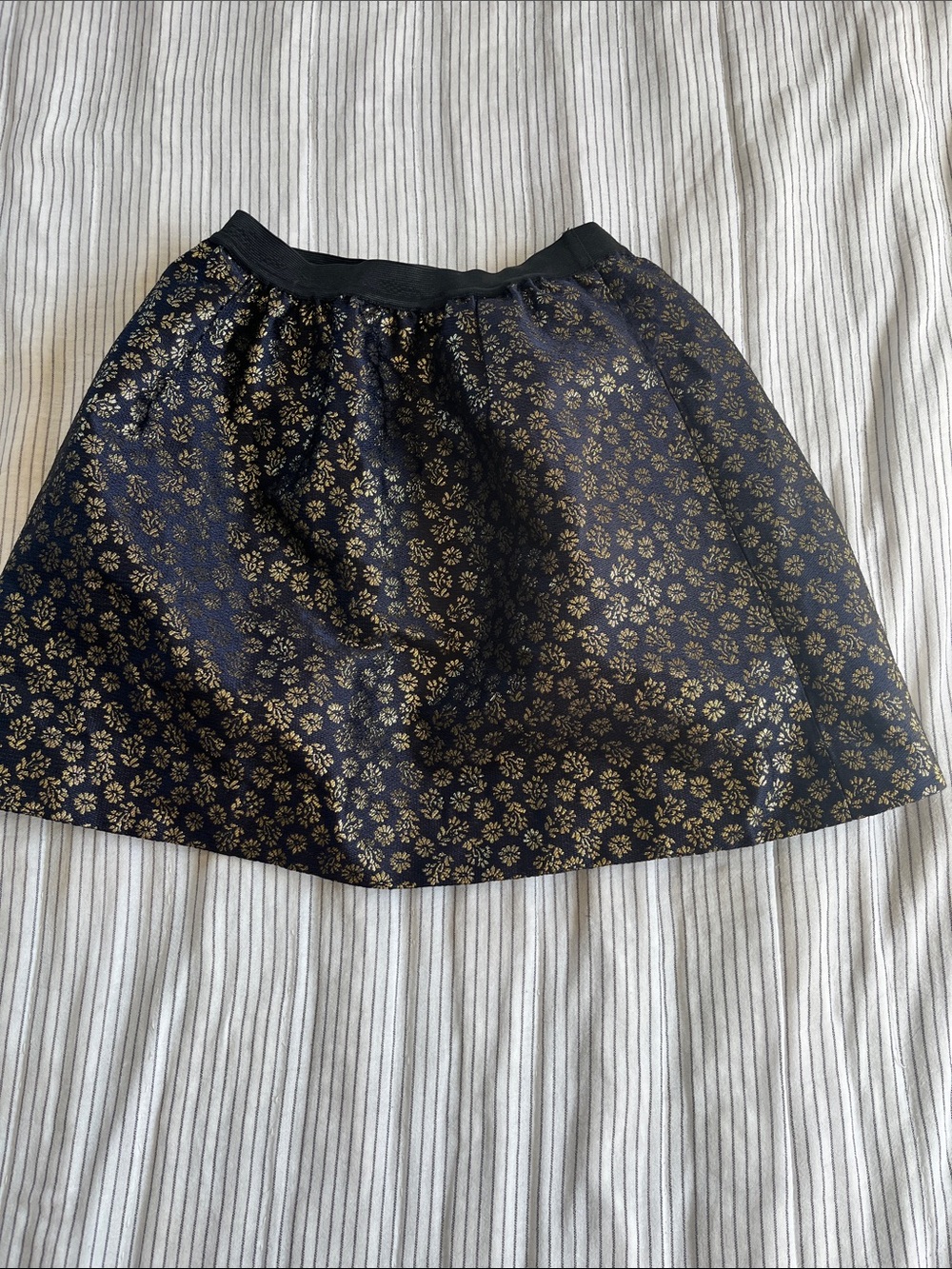 Crewcuts Navy Skirt with Gold Floral Print